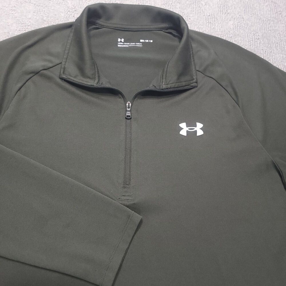 Under Armour UA Tech 2.0 Shirt Mens M Long Sleeve 1/2 Zip Dark Green - Picture 2 of 8